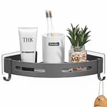 GRICOL Etagère de Douche Sans Perçage Étagère d'Angle Douche avec Autocollant Métal avec 2 Crochets Antirouille pour Salle de Bain Gris