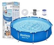 Bestway Steel Pro Rund rampoolset, 305x76 cm, inkluderar pump & filter, hållbar & enkel montering