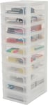 Iris Ohyama, Tour de Rangement Plastique, 10 Petits Tiroirs, Blanc Givré, Ouverture Facile, Format A4, A5 & A6, Meuble, pour Bureau, Fourniture Scolaire, Papeterie, Sans BPA, OCH-2100