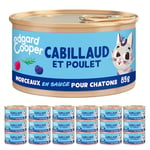 Edgard & Cooper Pâté pour Chat & Chaton, (Cabillaud & Poulet, 85g x 18), Patée Morceaux en Sauce pour Chaton, Viande fraîche et protéines de qualité, Pâté pour Chat stérilisé et Actif