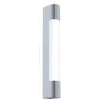 Eglo Applique Murale Led Tragacete - 1 Ampoule - Applique Murale Led en Acier Inoxydable et Plastique - Lampe de Salle de Bain en Chrome - Blanc - Lampe Led Pour Pièces Humides - Ip 44 - L : 35 cm