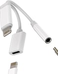 Adaptateur Jack Lightning Vers 3.5Mm Casque Et Chargeur Connecteur Écouteurs Pour Apple Pour Iphone 14 13 Pro Pour Ipad Air Prise Auxiliaire Audio Splitter Câble Téléphone Voiture [CAS313019]