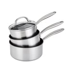 Prestige Scratch Guard Non-Stick Stainless Steel 3 Piece Saucepan Set