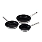 Lot de 3 poêles en inox avec revêtement céramique 20, 24 et 28 cm