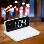 Alarm Clock Wireless Charger White USB Output Interface Fast Charging LED SG