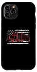 Coque pour iPhone 11 Pro Drapeau américain semi-conducteur 18 roues camionneur patriotique