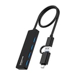 Hub USB 3.0 Adaptateur USB 4 en 1 Ultra-Slim 5Gbps Hub USB C Compatible avec Mac Pro, PS4, MacBook Air, Surface Pro, XPS et Autres Ordinateurs Portables