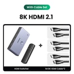 Switch with 3 Cables  commutateur de répartiteur HDMI 2.1 2 en 1, 8K 60Hz 4K 120Hz, pour TV Xiaomi Xbox SeriesX ps5, moniteur de câble HDMI 2.1 ""Nipseyteko