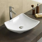 Vasque pour salle de bain Asymétrique Céramique Blanc Brillant 49x38 cm - Feuille