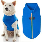 Gooby Pull en polaire à fermeture éclair pour chien – Bleu – Taille M – Veste chaude en polaire avec double anneau en D – Pull d'hiver pour petit chien – Vêtements pour chiens de petite taille garçon et chiens de taille moyenne