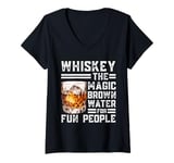 Womens Whiskey The Magic Brown Water For Fun People V-Neck T-Shirt