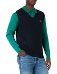 GANT Men's Classic Cotton Slipover Sweater Vest , Evening Blue,S