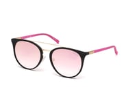 GUESS Women's Gu3021 Sunglasses, Matte Black Pink & Bordeaux Red Mirror, 56 mm