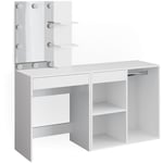 Coiffeuse Isabelle, Blanc, 60 cm avec éclairage LED et armoire, Vicco