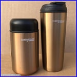 Thermos Thermocafe Insulated Bronze 400ml Food Flask & 435ml Travel Mug Set NEW