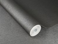 Rasch 608694 Non-Woven Wallpaper Plain Lines Structure Dark Grey Gloss