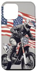 Coque pour iPhone 12 mini Drapeau US Motocross Dirt Track Racing Vintage Dirt Bike