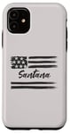 Coque pour iPhone 11 Santana – Nom personnalisé, étoiles et rayures, drapeau des États-Unis