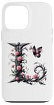 Coque pour iPhone 13 Pro Max Letter L Initial Floral Monogram Rose Pink Flower Butterfly