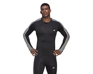 adidas Men's Techfit 3-Stripes Training Long Sleeve Tee, Black, 4XL Tall