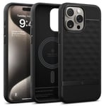 Caseology Parallax Mag Compatible with iPhone 15 Pro Case [Magnetic] [Military Grade Drop Protection] with Side Grip Patterns iPhone 15 Pro Case - Matte Black