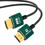 Câble HDMI fin 10M,Ultra doux Câble HDMI vers HDMI extrêmement flexible et fin Supporte haute vitesse 4K@60Hz,18Gbps,2160p 1080p