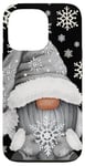 Coque pour iPhone 13 Pro Cool Grey Goth Gnome With Cute Snowflake Pattern For Winter