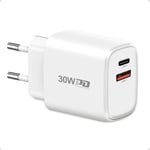 Usb C 30w Chargeur, 2 Port Secteur Adaptateur Rapide Chargeur Pour Google Pixel 9pro Xl/9pro/9/8a/8pro/8/7/6/9 Pro Fold/Watch, Iphone 15 Pro Max, Samsung Galaxy S24 Ultra, Redmi.[F2257]