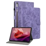 SKALO Lenovo Tab P12 Cute Tiger PU-nahkainen Lompakkokotelo - Violetti