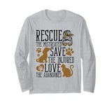 Rescue Save Love, Animal Rescue Dog Cat Lovers Long Sleeve T-Shirt