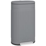 HOMCOM 30L Pedal Bin, Metal Kitchen Bin with Soft-close Lid, Grey