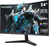 24'' Ecran PC Gaming Incurvé, 180Hz Moniteur PC Dalle VA, Résolution FHD (1080P) Lunette Ultra-Mince, Inclinaison réglable, Prend en Charge HDMI2.0/DP1.2