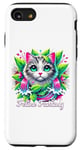 Coque pour iPhone SE (2020) / 7 / 8 Feline Fantasy Chat bien-aimé Feuilles Vertes Rose Wonder Cat Love