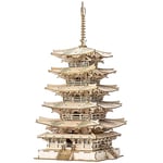 Rolife Puzzle 3D Maquette en Bois a Construire pour Adulte Enfants La Tour Pagode à Cinq étages, Kits de Modèles de Bricolage Construction Jouet, Five-storied Pagoda