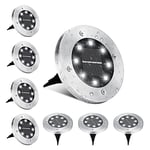 BrizLabs Lumière Solaire Extérieur, 8 Pièces 8 LED Spot Solaire Jardin Encastrable Blanc Froid Imperméable Luminaire Au Sol pour Chemin Passerelle Pelouse Terrasse Cour Escaliers