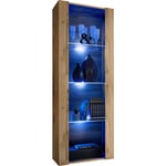 Extreme Furniture - Amoire Open Vertical 159, Wotan/Wotan, Largeur 55cm x Hauteur 159cm x Profondeur 35cm, led rgb, 3 étagères, pour Salon, Chambre,