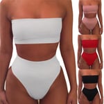 Women Sexy Bandage Bikini Push-up Padded Bra Swimsuit Bathing 2p Red S