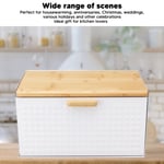 (White)Wooden Bread Box Natural Vintage Heavy Duty Large Capacity Bread Stora