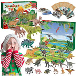 2024 Dinosaurie Adventskalender för Barn, 24 Dagar Nedräkning Dino Kalender Leksak, Adventskalender för Pojkar, Flickor, Barn, Tonåringar, Julgåva för Barn