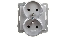 Ospel GP-2RZ/m/38 Socket Silver IP20, 16 A, 71 mm, 48 mm, 71 mm