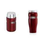 Thermos 101514 Stainless King Food Flask, Red, 710 ml & 101535 Stainless Steel King Travel Tumbler, Red, 470 ml, 1 Count (Pack of 1)