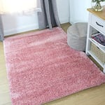 Velvet Shaggy Rug Modern Blush Pink 120x170cm Soft Thick Large Deep Pile Carpet