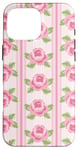 Coque pour iPhone 16 Pro Max Rose délicat motif floral rose esthétique girly