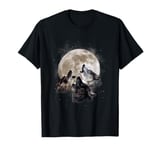 Three Wolves Howling at the Moon - Wolf Lover T-Shirt