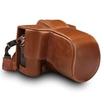 MegaGear MG1551 Ever Ready Genuine Leather Camera Case for Fujifilm X-T3 (XF23mm - XF56mm & 18-55mm Lens) - Brown