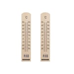 Fackelmann 9986550 Lot de 2 16364 Thermomètre bois, thermomètre intérieur, thermomètre extérieur, thermomètre mural, Bois, 25 cm