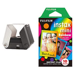 Kiipix KiiPix Portable Photo Printer | Instant Compact Printer, Jet Black & instax Rainbow Mini Film, 10 Shot Pack