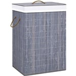 Prolenta Premium - Maison du'Monde - Panier à linge avec 2 sections bambou gris 72 l