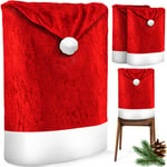 KESSER® Premium Set Housse de chaise pour Noël Bonnet de Père Noël Housse de chaise Décoration de Noël pour chaises Housse Rouge / Blanc / 2 pièces