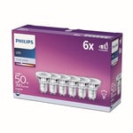 Philips ampoule LED Equivalent50W GU10 Blanc froid, Non dimmable, Verre, Lot de 6